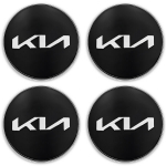 Ratų vidurio dangteliai logotipo emblema, ratlankių dangteliai KIA 60 mm Juodas blizgesys