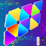 Ourleeme rgb panelis, 12 trikampių žaidimų sieninių &scaron;viestuvų su nuotoliniu valdymu, i&scaron;manūs sieniniai &scaron;viestuvai, "pasidaryk pats" derinamos &scaron;viesos juostos, muzikos sinchronizavimo programėlės valdomas &scaron;viesos skydelis kalėdų žaidimų kambario dekor ...