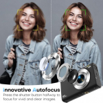 Skaitmeninis fotoaparatas, 4k automatinio fokusavimo kamera su 32g Sd kortele Hd 48mp su 2,8 colio dideliu ekranu, 16x skaitmeninis priartinimas, kompakti&scaron;kas fotoaparatas ne&scaron;iojamas mini fotoaparatas suaugusiems, pradedantiesiems (juodas)