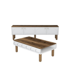 - White Svetainės baldų komplektas Hanah Home Bohem 854, balta / ruda