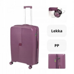 Didelis violetinis kelioninis lagaminas Wowbag 7918 L su ratukais, pagamintas i&scaron; polipropileno