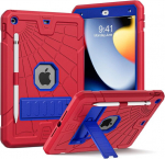 Naujas Herize Ipad 10.2 dėklas 9-osios/8-osios/7-osios kartos vaikams berniukams mergaitėms | Apsauginis 10.2 colių Ipad dėklas 2021/2020/2019 su pie&scaron;tuko laikikliu | Smūgiams atsparus Ipad 10.2 dėklas su stovu - mėlynas ir raudonas