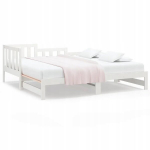 Medinė balta sofa-lova, 193,5x181x68,5 cm