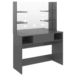 Kosmetinis staliukas，Makiažo stalas su LED, blizgus pilkas, 100x40x135cm, MDF CFE3458824