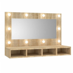 Veidrodinė spintelė su LED ap&scaron;vietimu, ąžuolo, 90x31,5x62cm CFE732985