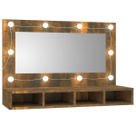 Veidrodinė spintelė su LED, dūminio ąžuolo, 90x31,5x62cm CFE717696