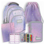 Mokyklinė kuprinė, 5 dalių, violetinė