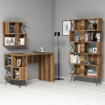 Ra&scaron;omasis stalas su lentyna Kalune Design 845 (III), rudas/juodas