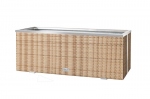 Lauko vazonas i&scaron; poliuretano su aliuminio metalo apdaila, kreminė, 98 cm x 25 cm x 34 cm