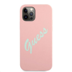 Guess Silicone Vintage Green Script Cover, skirtas iPhone 12 Pro Max 6.7, rožinis