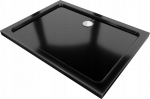 Stačiakampis du&scaron;o padėklas Mexen Flat Slim su sifonu, Black+Chrome, 100x80,90 cm