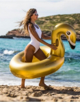 Pripučiamas ratas Swim Essentials Luxe Golden Swan, 95 cm