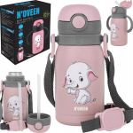 N'OVEEN TB566 &bdquo;Pink Solid&ldquo; vaikų termosas su &scaron;iaudeliu, 300 ml (rausvas) BPA free