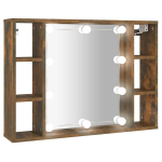 Veidrodinė spintelė su led, dūminio ąžuolo, 76x15x55cm