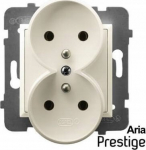 Dvigubas elektros lizdas Ospel Aria Prestige, 250v, 16a, smėlio spalvos