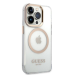 Guess Transparent MagSafe Compatible iPhone 14 Pro Gold