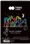Blokas A5/40K juodas Katės 80g spiralės HAPPY COLOR - GDD