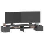 Monitoriaus stovas vidaXL, Pu&scaron;ies medienos masyvas, 100x27,5x15cm, pilka
