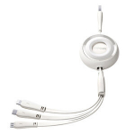 Universali i&scaron;traukiama įkrovimo laidas USB-A į USB-C / Lightning / microUSB, 1m, baltas