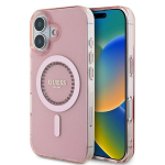Coque Guess IML Strass MagSafe for iPhone 16 (Rožinė)