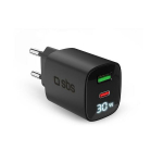 Charger SBS GaN 30W, USB-C, LCD, Black