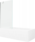 Vonia Mexen Vega su apdaila ir stiklo sienele, 170x70 cm + 90 cm, White+Chrome/Transparent