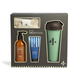 Rinkinys IDC Institute 4 elements: du&scaron;o želė, 250 ml + veido prausiklis, 100 ml + gertuvė + rank&scaron;luostis