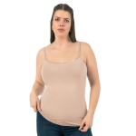 Didelių dydžių mar&scaron;kinėliai plonomis petne&scaron;omis viskoziniai didesnio dydžio 3XL-7XL Ozkan 25923 kuno spalvos