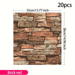 3D lipnus sienų lipdukas su plytų ra&scaron;tu, rudas, 20 vnt 38 cm / 14,96 colio raudona