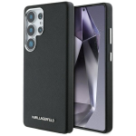 Karl Lagerfeld Saffiano dėklas su metaliniu logotipu, MagSafe, Samsung Galaxy S25 Ultra, juodas