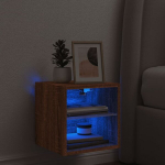 Sieninė Televizoriaus spintelė，TV spintelė，TV staliukas su LED lemputėmis, ruda, 30x28,5x30cm CFE706672