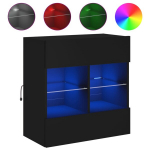 Sieninė Televizoriaus spintelė，TV spintelė，TV staliukas su LED lemputėmis, juoda, 58,5x30x60,5cm CFE238980
