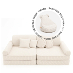 Vaiki&scaron;ka modulinė sofa su pufu, smėlio spalvos &ndash; 2 viename rinkinys
