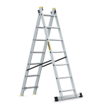 Profesionalios aliuminės dviejų dalių kopėčios, 2x7 pakopų, 150 kg