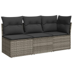 Trivietė sodo sofa，Lauko sofa su pagalvėlėmis, pilkos spalvos, poliratanas CFE58005