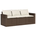 Trivietė sodo sofa，Lauko sofa su pagalvėlėmis, ruda, poliratanas CFE51395