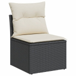 Sodo sofos，Lauko sofa dalis su pagalvėmis, juoda, poliratanas, be porankių CFE74859