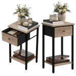 Naktinė lofto stiliaus spintelė su stalčiumi ir lentyna pagalbinis staliukas