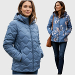 Dvipusė striukė moterims Fashion, mėlyna
