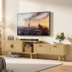 TV spintelė, i&scaron;traukiama rotango televizoriaus spintelė, tinka televizoriams iki 75 colių, svetainei