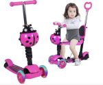 Balansinis triratis paspirtukas 5in1 Scooter, rožinis