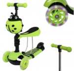 Vaiki&scaron;kas paspirtukas su LED ratais 3in1 Scooter, žalias