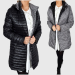 Dvipusė striukė moterims Fashion, juoda
