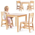 Medinis staliukas ir 2 kėdutės vaikams Mamabrum MAM249 WOODEN SET