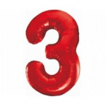Folijinis balionas numeris 3, raudonas, 85 cm