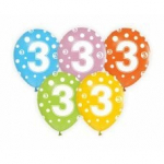 Balionas su numeriu 3, 12 / 5 vnt.