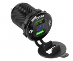 USB automobilinis įkroviklis su greitu įkrovimu ir įtampos matuokliu