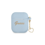 Guess - AirPods 1/2 silikoninis dėklas, &scaron;irdelės formos, mėlynas