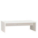 vidaXL Monitoriaus stovas, baltas, 50x27x15cm, pu&scaron;ies medienos masyvas