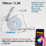 USB maitinamos daugiaspalvės LED neoninės virvės lempos su muzikos sinchronizacija, USB 97,54 cm RGBW neoninė juostelė
